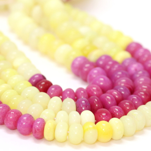 Hermosas cuentas de ópalo en forma de rondel, con tonos de rosa y amarillo, de 8-10 mm, cuentas de ópalo rosa y amarillo, cuentas de ópalo de calidad AAA. - Product Image 3