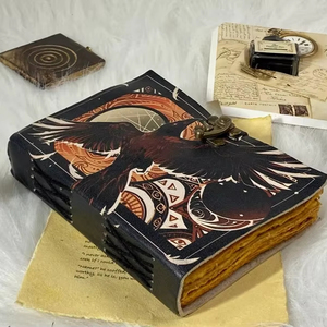 Diario Grimoire, libro de hechizos, diario de cuero de brujería, diario cosido a mano, tamaño de página, cierre de latón C, regalo para Halloween - Product Image 3