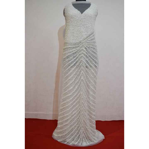 Panneaux avant et arrière de broderie perlée ethnique à la main pour costumes et robes de mariage avec dentelle complexe - Product Image 6