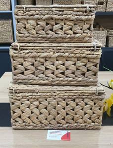 Paniers de rangement pliables multifonctionnels en jacinthe d'eau tissée avec organisateur de couvercles pour vêtements de cuisine - Product Image 5