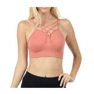 Transpirable personalizado de alta calidad Mujeres Ropa deportiva Gimnasio Yoga Sujetador deportivo para mujeres Fitness Spandex Nylon Venta al por mayor Sin espalda - Product Image 5