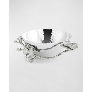 Bol décoratif en acier inoxydable texturé à la main avec accents en métal doré pour la décoration intérieure et les fêtes - Product Image 5