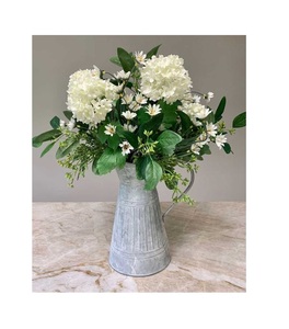 Exquisite iron metal flower <b>vase</b> with floral <b>engraving</b> and textured surface for a charming rustic aesthetic - Product Image 2