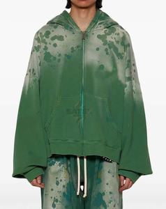 Chándal con Cremallera y Lavado Ácido 2025, Estilo Holgado, Desgastado, de Alta Calidad, con Capucha, Unisex, para Invierno, con Pedrería, OEM - Product Image 3