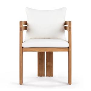 Chaise de salle à manger extérieure moderne en teck massif avec finition de couleur naturelle et tissu imperméable pour la maison, l'hôtel, la chambre et le parc - Product Image 5