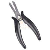 Outil professionnel pour extensions de cheveux - Pince à kératine micro-nano en forme de D avec manche en fil noir en acier inoxydable pour extensions