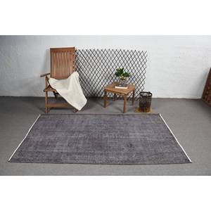 Alfombra turca Vintage moderna de 3,9 'X 6,9 ', Alfombra de lana de tejido plano gris, patrón de retazos, respaldo de látex para decoraciones de sala de estar - Product Image 3