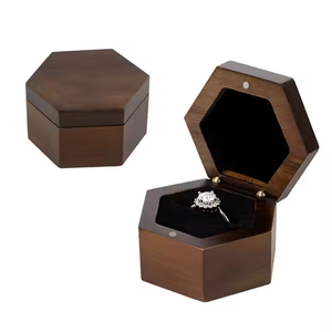 Custom Logo Square <b>Wood</b> <b>Ring</b> Box Luxury Gift <b>Ring</b> Case <b>Mini</b> <b>Boxing</b> <b>Ring</b> Wedding Jewelry Display Storage Box by Crescent Crafts - Product Image 3