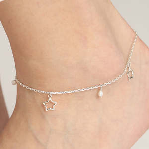 Chevillères/Payals 100 % Argent 925 Véritable pour Femmes et Filles, Motif Étoile avec Pierre Principale Diamant, Type Religieux Chrétien - Product Image 5