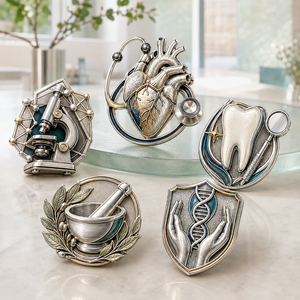 Épingles de revers personnalisées haut de gamme pour le secteur de la santé, badges médicaux 3D en métal pour médecins, cliniques et cadeaux professionnels - Product Image 1