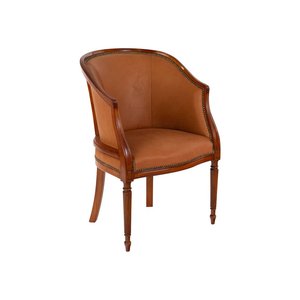 Sillón Jessica de Estilo Mid-Century en Madera de Caoba Sólida y Cuero Sintético con Incrustaciones de Madera y Acabado en Nogal - Product Image 6