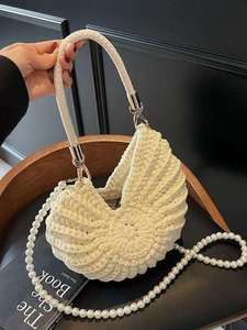 Luxury Crochet Bag Handmade Women Seaside Conch Shell Messenger <b>Shoulder</b> Bag Exquisite Pearl Chain Fashion Handbags - Product Image 5