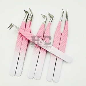 คีมหนีบขนตาสีพีชใหม่ด้ามจับเพชรแบบยั่งยืนโลโก้สแตนเลสคุณภาพสูงพร้อมแหนบสั่งทำ - Product Image 6