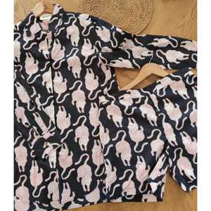 Conjunto de Pantalones Cortos Deportivos Negros de Verano con Estampado de Tigre Dormido, Talla XS, Cintura Elástica, Suaves, Transpirables, de Spandex, con Logotipo Personalizado, ODM, Paquete de 2 - Product Image 4