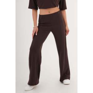 กางเกงขายาวผู้หญิงสีน้ำตาลอ่อน เอวยางยืด-ขายส่งมีจำหน่าย - Product Image 3