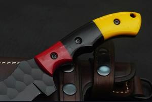 High Quality Black Tracker Bus <b>Craft</b> <b>Knife</b> with D2 Steel Blade Resin Sheath Handle Bamboo Scissors Leather Sheath Hunting Tools - Product Image 3