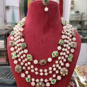 Nouveau collier indien fait main en perles de verre multicolores de haute qualité, perles anciennes, mala à cinq rangs, produit en gros - Product Image 2