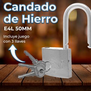 Lucchetto in Ferro a Gancio Corto 50 mm con Cilindro in Ottone - Product Image 2