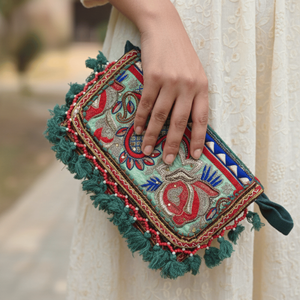 Bolso de Mano de Lujo Estilo Bohemio Vintage para Mujer, Marca Zeenat, Bordado con Paisley, Forro de PU, Cierre de Solapa, Portátil - Product Image 3