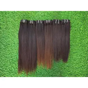 Silky Straight Natural Virgin Temple Unprocessed Remy Hair Machine Double Wefted Single Drawn Human Hair Extension