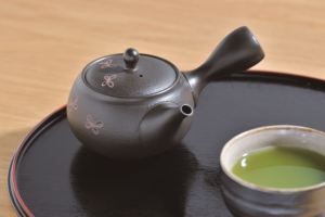 [Tokoname ware] ilkbahar ve sonbahar siyah kelebek Vermilion çizgili örgü çaydanlık el yapımı Kyusuu çaydanlık seti - Product Image 1