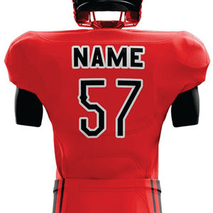 Conjunto personalizado de uniforme de fútbol americano rojo y negro para hombre, aparejos transpirables, sarga, ropa deportiva de entrenamiento duradera, Jersey con nombre del jugador - Product Image 3
