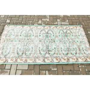 พรมตุรกีขนาด 3.1x6.1 ฟุต ลายดอกไม้สีเขียว พรมวินเทจทำจากขนสัตว์ - Product Image 3