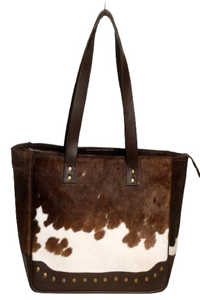 Bolso Tote de Cuero Genuino Premium con Pelo de Vaca, Bordado y Cremallera para Mujer, Estilo Casual Vintage, Bolso de Hombro LHTB-0105 - Product Image 5