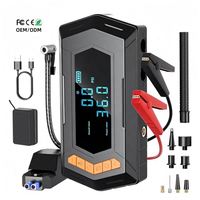 2025 nouveau Design voiture saut démarreur 10000mAh 12V 1000A gonfleur de pneu multifonctionnel SOS lampe de poche batterie au Lithium noir