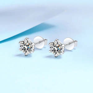 Pendientes redondos de moissanita Sparklite de 0,6-4 quilates - Product Image 4