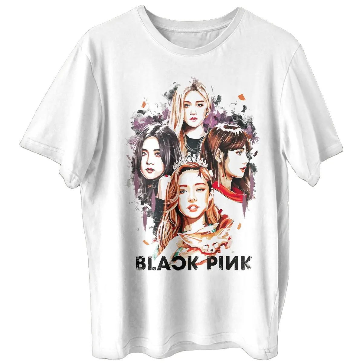 Jennie Rose Lisa Jisoo Black Pink K-pop High Quality Custom Graphic Printed Men T shirt 100% Cotton Wholesale