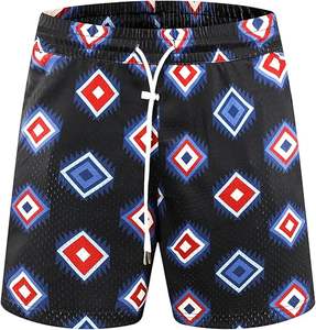 Shorts de basket-ball HIC de haute qualité, personnalisés, 220 grammes, double couche, style streetwear, pour hommes, en mesh, taille élastique, 100% polyester - Product Image 5