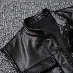 Nouvelle Mode 2024 Gilets en Cuir Respirants Personnalisés de Bonne Qualité Design Haut de Gamme Gilet en Cuir d'Hiver pour Hommes avec OEM - Product Image 4