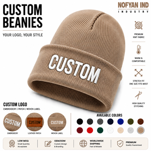 Fabricant de bonnets tricotés sur mesure OEM ODM, bonnets d'hiver avec patch brodé, étiquette tissée, faible MOQ, vente en gros - Product Image 1