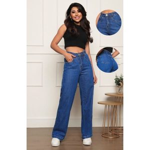 Jean large taille haute en denim bleu crépuscule pour femme, tricoté 100 % coton, respirant, écologique, style vintage décontracté pour l'été - Product Image 6