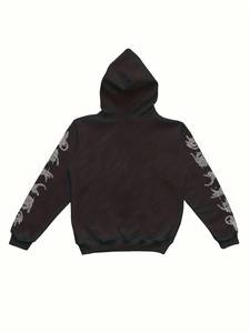 Sudadera con capucha de invierno para hombre, con cremallera completa, de algodón 100% transpirable, estilo hip hop urbano con pedrería, 300g - Product Image 2