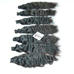 Extensions de cheveux vierges indiens Remy pas chers, tissage ondulé de 12 pouces, mèches noires Genius Weft, aspect naturel, couleur noire, bruts et non traités - Product Image 1