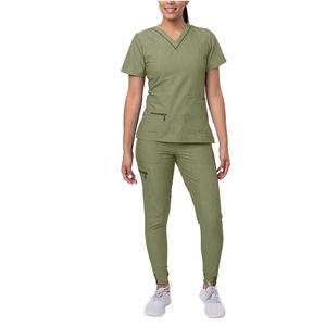 High Quality <b>Nurse</b> <b>Scrub</b> Uniform Set Custom Logo Spandex Knitted Medical Hospital <b>Scrubs</b> for Doctors - Product Image 1