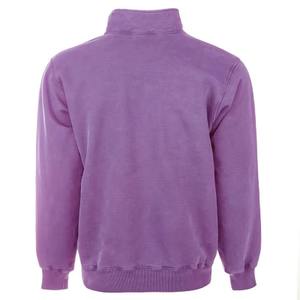 Demi-fermeture éclair haute gsm personnalisé col montant demi-fermeture éclair acide lavé pull coton hommes surdimensionné sweat et sweats à capuche - Product Image 2
