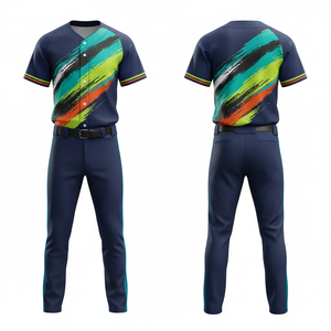 Uniforme de Béisbol Personalizado de Alta Calidad, 100% Poliéster, Secado Rápido, Cuello en V, Tela Ligera, Nombre y Número del Jugador, Unisex - Product Image 2