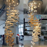 Lustre LED de luxe pour villa d'hôtel personnalisé de forme ovale en spirale USA EAU Arabie Saoudite Qatar Koweït Oman Bahreïn Suspension d'éclairage