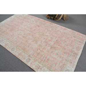 Tapis turc, grand tapis de 4,9 x 8,5 pieds, tapis vintage en laine rayé rose - Product Image 4