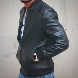 <b>Black</b> Vintage Leather Bomber Jacket for <b>Men</b> Classic Retro Style Jacket Perfect for Outdoor Adventures Winter and Daily Fashion - Product Image 5