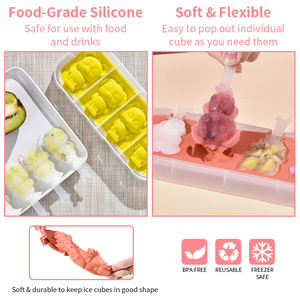Tự làm thân thiện với môi động vật phim hoạt hình Silicone Ice Cream khuôn BPA-free Popsicle khuôn với nắp và dính cho Ice Cream bồn tắm - Product Image 6