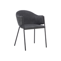 Fauteuil de salle à manger élégant avec accoudoirs incurvés et pieds en métal, rembourré en tissu, pour restaurant et café moderne