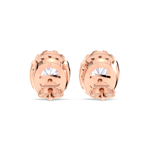 Pendientes de Diamantes Cultivados en Laboratorio con Certificación IGI, Corte Ovalado, Halo, Oro Amarillo/Blanco/Rosa de 14K, con Detalle Milgrain - Product Image 2