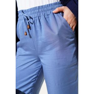 Pantalon Palazzo Indigo Double Skinny Leg à taille élastique Pantalon évasé cargo Hip Hop respirant avec techniques classiques froissées - Product Image 2
