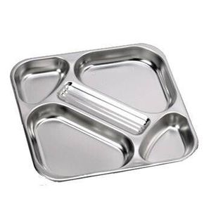 Bandeja multifuncional para servir alimentos Indian Thali Compartimento reutilizable Placas de bandeja de metal de acero inoxidable - Product Image 6