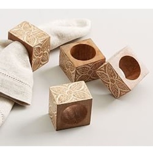 Servilleteros naturales hechos a mano, accesorios de mesa de fiesta de Navidad de boda de lujo, servilletero de madera y papel - Product Image 3