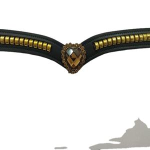 Banda de ceja de caballo de cuero de alta calidad, diseño de canal vacío con cubierta y cristales decorativos, diamantes de imitación, banda de CEJA ostentosa - Product Image 1